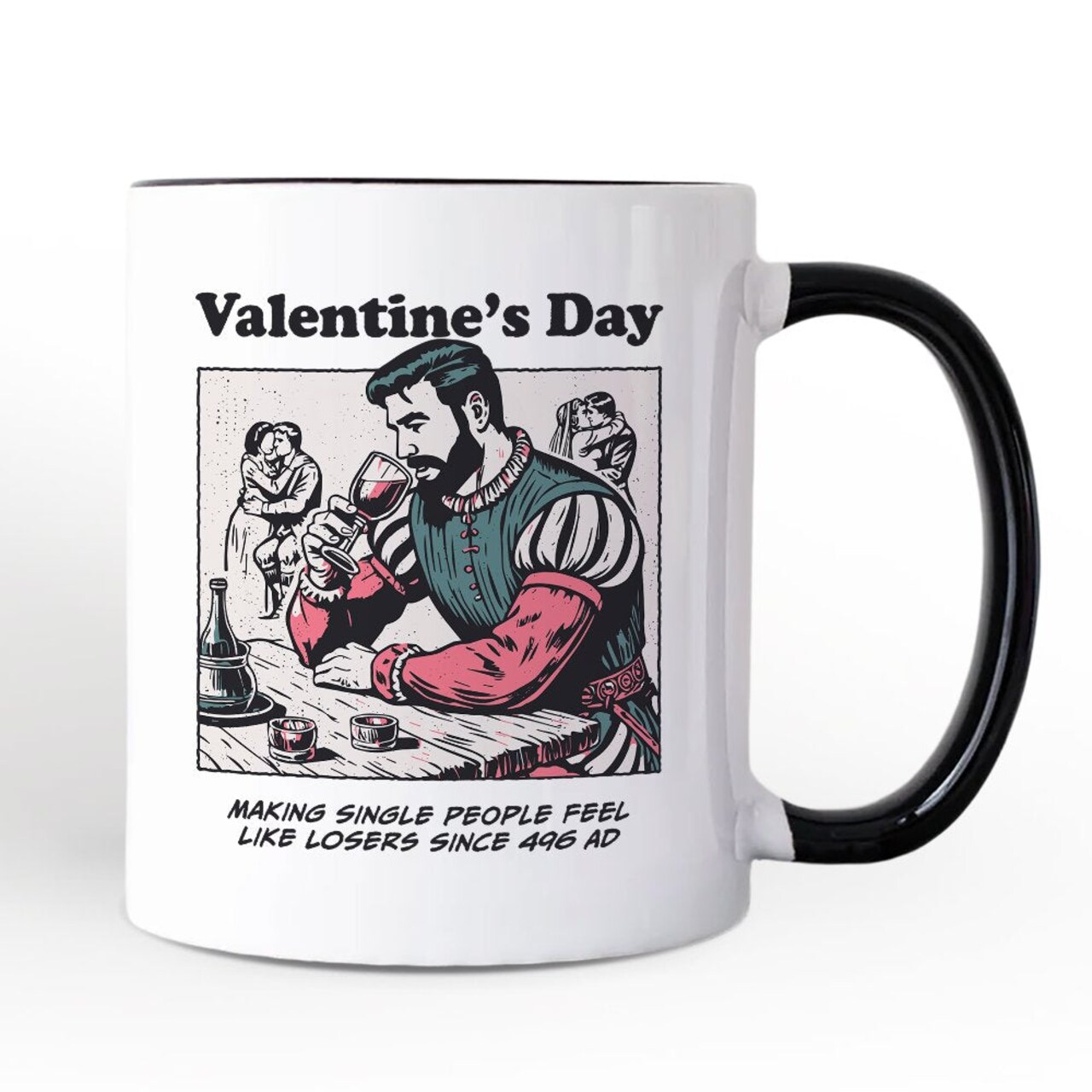 Single People Comic Loser Valentine Mug, Funny Anti-Valentine Gift